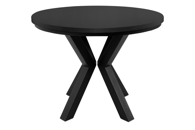 KONSIMO ROSTEL Rozkładany Stół czarny mat, okrągły, 100-260 cm 834644