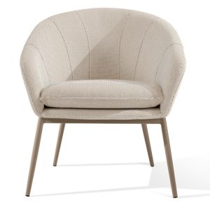 KONSIMO SOLIS Beżowy fotel na ogród, mini jodełka, stalowe nóżki, Japandi 870650 KONSIMO SOLIS Beżowy fotel na ogród, mini jodełka, stalowe nóżki, Japandi 870650