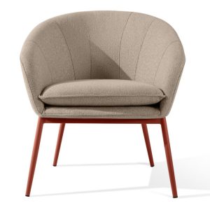 KONSIMO SOLIS Fotel w stylu Japandi, jasnobrązowy/rudy, stalowe nóżki, boho 870659 KONSIMO SOLIS Fotel w stylu Japandi, jasnobrązowy/rudy, stalowe nóżki, boho 870659