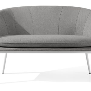 KONSIMO SOLIS Sofa dwuosobowa na ogród, szaro-biała, wodoodporna, Japandi 870482 KONSIMO SOLIS Sofa dwuosobowa na ogród, szaro-biała, wodoodporna, Japandi 870482