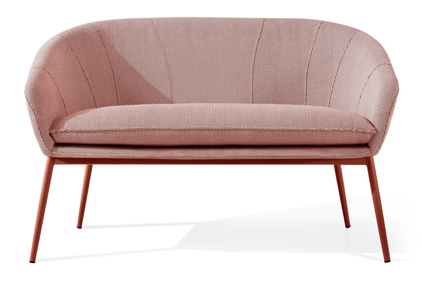 KONSIMO SOLIS Sofa jasnobordowa, jodełka, rude nóżki, skandynawska, boho 870481