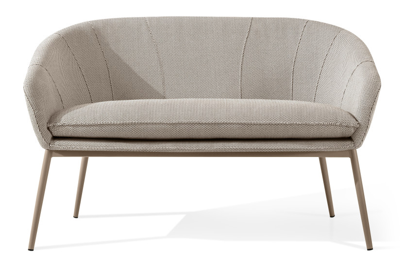 KONSIMO SOLIS Sofa na taras/ogród, beżowa, brązowa mini jodełka, scandi 870478