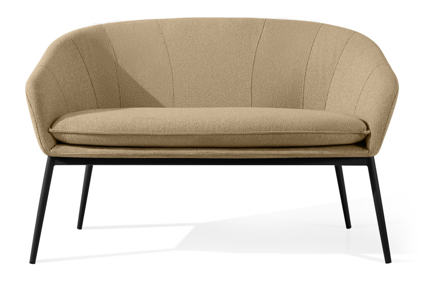 KONSIMO SOLIS Sofa ogrodowa tapicerowana beżowo-czarna, japandi, boho 870471