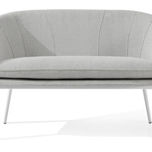 KONSIMO SOLIS Sofa ogrodowa wodoodporna, jasnoszara, białe nóżki, boho 870475