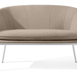 KONSIMO SOLIS Sofa tapicerowana wodoodporna jasnobrązowa, białe nóżki 870472