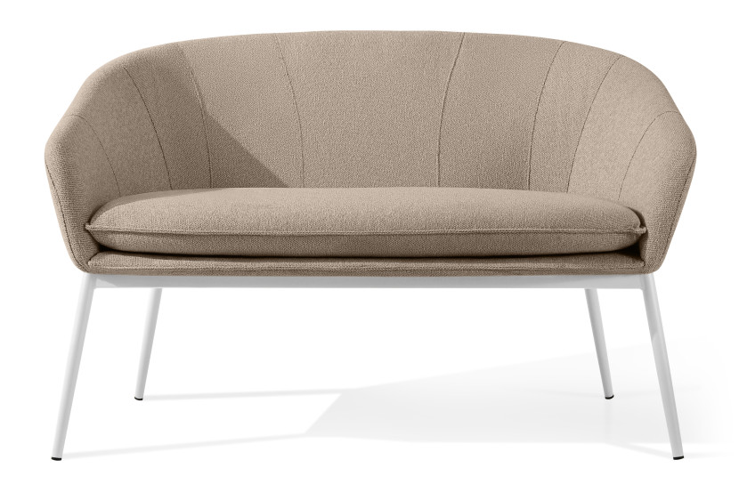 KONSIMO SOLIS Sofa tapicerowana wodoodporna jasnobrązowa, białe nóżki 870472