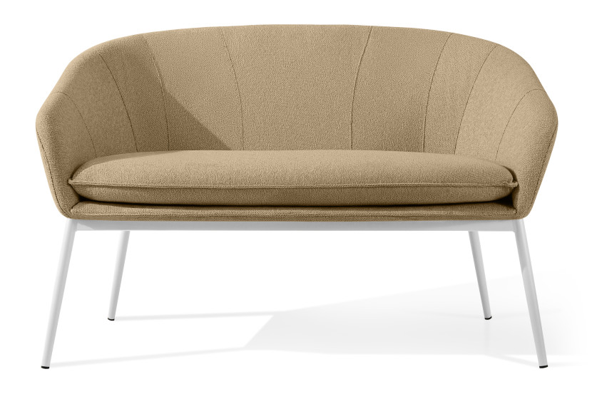 KONSIMO SOLIS Sofa tapicerowana zewnętrzna, ciepły beż, stalowe nóżki, boho 870477