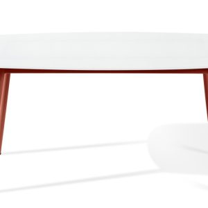 KONSIMO SOLIS Stolik na taras/balkon, biało-rudy, styl japandi, 90 x 45 cm 870494