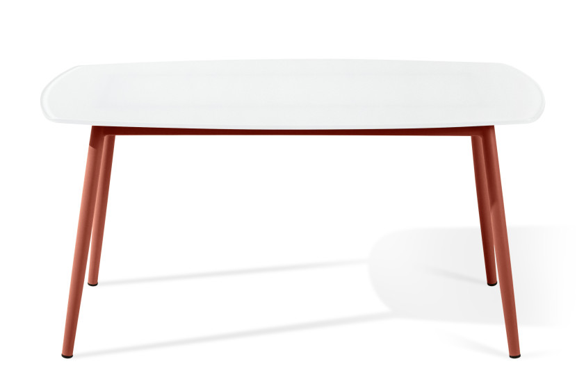 KONSIMO SOLIS Stolik na taras/balkon, biało-rudy, styl japandi, 90 x 45 cm 870494