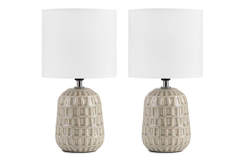KONSIMO STANDI zestaw 2 szt. lampka z ceramiczną podstawą i białym kloszem 807856