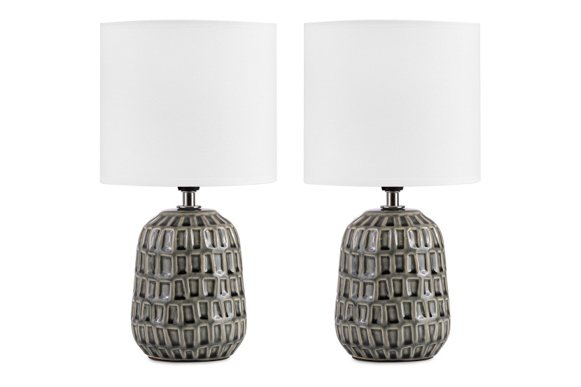 KONSIMO STANDI zestaw 2 szt. lampka z ceramiczną podstawą i białym kloszem 807855
