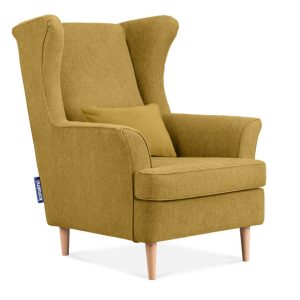 KONSIMO STRALIS Fotel Scandi do sypialni, musztardowy żółty miodowy 863517 KONSIMO STRALIS Fotel Scandi do sypialni, musztardowy żółty miodowy 863517