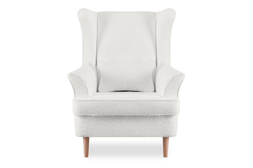 KONSIMO STRALIS Fotel wypoczynkowy Uszak Hygge biały boucle 863523