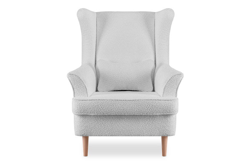 KONSIMO STRALIS Fotel wypoczynkowy Uszak Hygge jasny szary boucle 863510