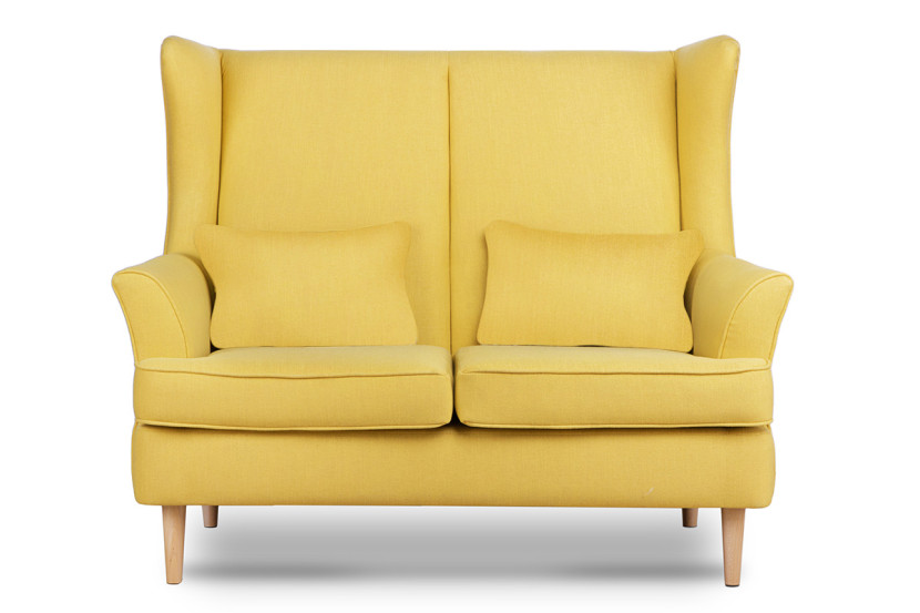 KONSIMO STRALIS Nowoczesna Sofa dwuosobowa, wysokie nóżki, żółta 863611