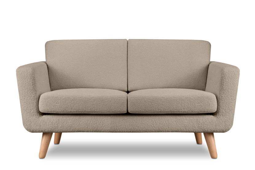 KONSIMO TAGIO Sofa skandynawska 2 osobowa, baranek, ciemny beżowy 232006