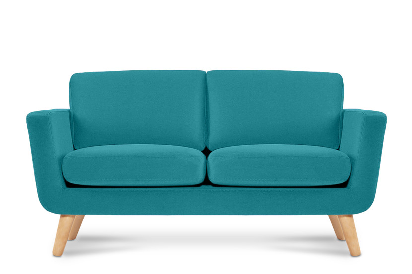 KONSIMO TAGIO Sofa skandynawska 2 osobowa, welur, turkusowy 232012