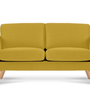 KONSIMO TAGIO Sofa skandynawska 2 osobowa, welur, żółty 232005 KONSIMO TAGIO Sofa skandynawska 2 osobowa, welur, żółty 232005