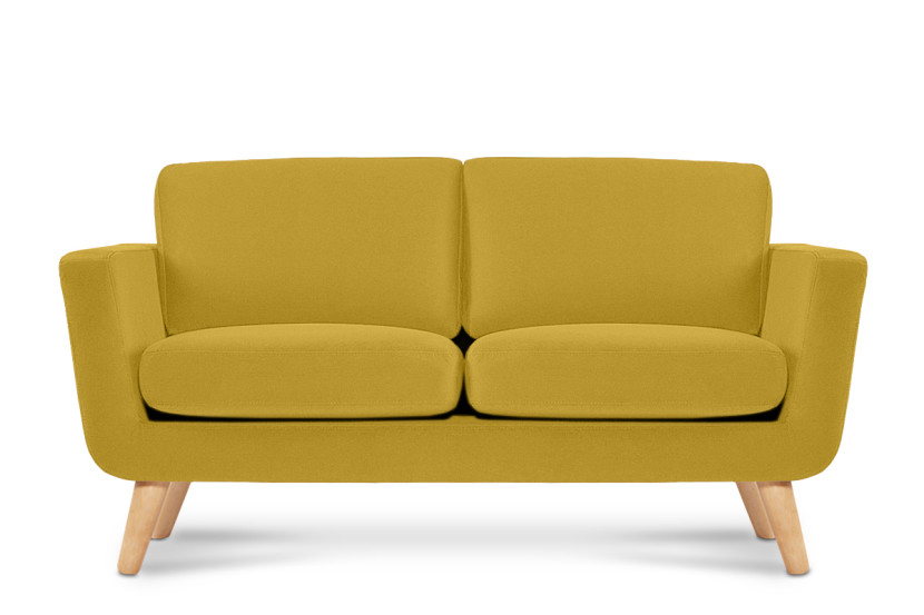 KONSIMO TAGIO Sofa skandynawska 2 osobowa, welur, żółty 232005