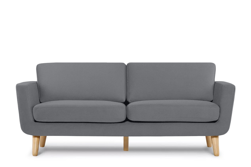 KONSIMO TAGIO Sofa skandynawska 3 osobowa, welur, szary 231998