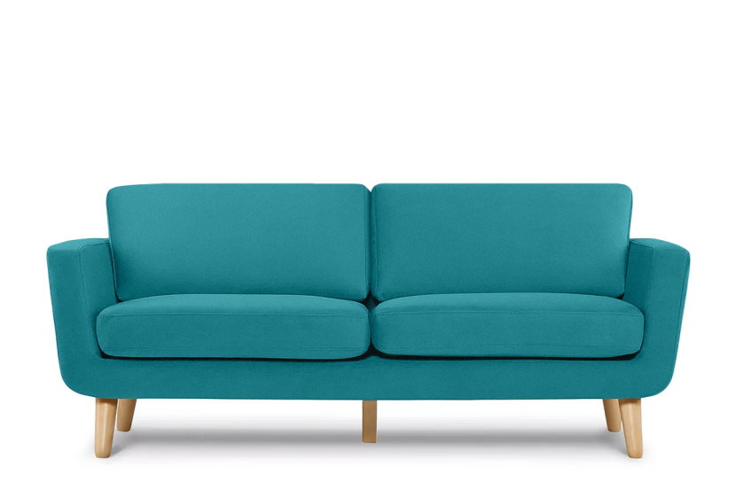 KONSIMO TAGIO Sofa skandynawska 3 osobowa, welur, turkusowy 232015
