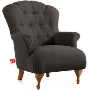 KONSIMO TOMIS Fotel vintage tkanina pleciona na bukowych nogach antracyt 757958 KONSIMO TOMIS Fotel vintage tkanina pleciona na bukowych nogach antracyt 757958