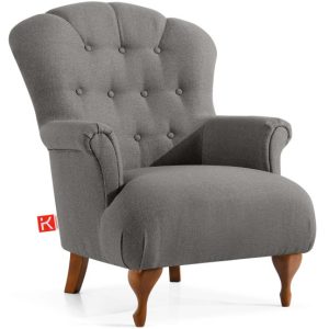 KONSIMO TOMIS Fotel vintage tkanina pleciona na bukowych nogach popielaty 758028 KONSIMO TOMIS Fotel vintage tkanina pleciona na bukowych nogach popielaty 758028