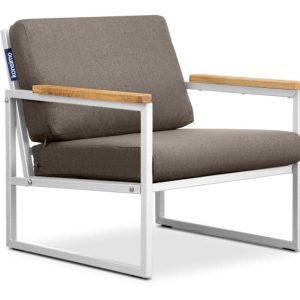 KONSIMO TRIBO Fotel na ogród/taras/balkon stalowy, biało-beżowy, loft 864516 KONSIMO TRIBO Fotel na ogród/taras/balkon stalowy, biało-beżowy, loft 864516