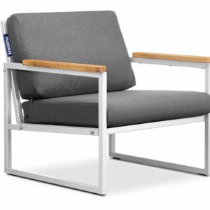 KONSIMO TRIBO Fotel na ogród/taras/balkon stalowy, biało-szary, styl loft 864499 KONSIMO TRIBO Fotel na ogród/taras/balkon stalowy, biało-szary, styl loft 864499
