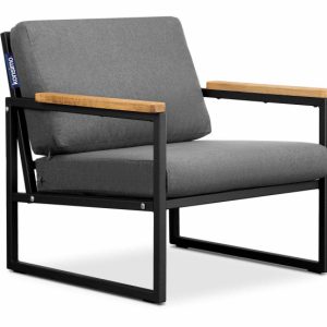 KONSIMO TRIBO Fotel ogrodowy ze stali, styl industrialny, szaro-czarny 864502 KONSIMO TRIBO Fotel ogrodowy ze stali, styl industrialny, szaro-czarny 864502