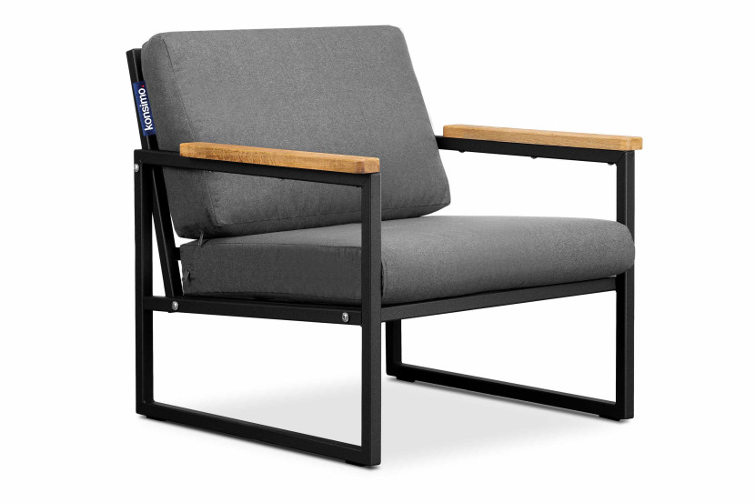 KONSIMO TRIBO Fotel ogrodowy ze stali, styl industrialny, szaro-czarny 864502