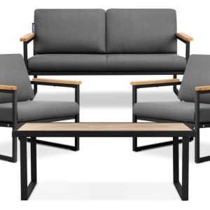 KONSIMO TRIBO Zestaw mebli ogrodowych styl industrialny, szaro-czarny 864478 KONSIMO TRIBO Zestaw mebli ogrodowych styl industrialny, szaro-czarny 864478