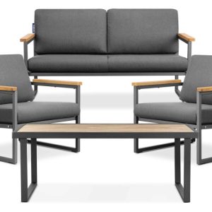 KONSIMO TRIBO Zestaw ogrodowy sofa + fotele + stolik (antracytowo-szary) 864475 KONSIMO TRIBO Zestaw ogrodowy sofa + fotele + stolik (antracytowo-szary) 864475