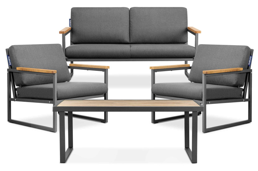 KONSIMO TRIBO Zestaw ogrodowy sofa + fotele + stolik (antracytowo-szary) 864475