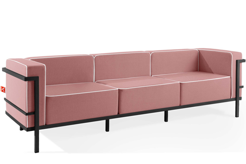 KONSIMO TRIGLO Sofa ogrodowa 3-osobowa w dwukolorowej tkaninie outdoorowej 1000995