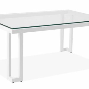 KONSIMO TRIGLO Stolik ogrodowy biały stalowy stelaż, szklany blat 10mm 1005387 KONSIMO TRIGLO Stolik ogrodowy biały stalowy stelaż, szklany blat 10mm 1005387