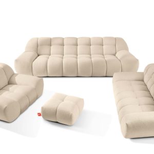 KONSIMO VENA Komplet mebli do salonu jasny beżowy, styl japandi 792376 KONSIMO VENA Komplet mebli do salonu jasny beżowy, styl japandi 792376