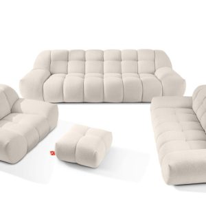 KONSIMO VENA Komplet mebli do salonu w kolorze białym, styl japandi 792366 KONSIMO VENA Komplet mebli do salonu w kolorze białym, styl japandi 792366