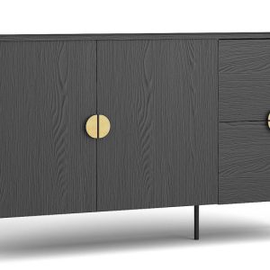 KONSIMO VIDIS Duża czarna nowoczesna komoda 160 cm metalowe czarne nogi 757284