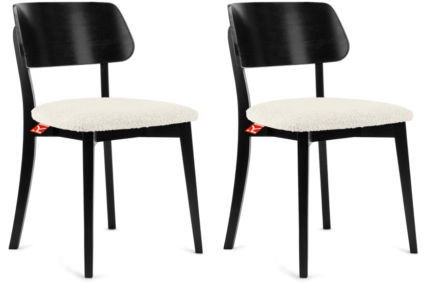 KONSIMO VINIS krzesło bukowe drewniane 2 szt. do jadalni tkanina boucle 725837
