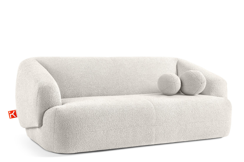 KONSIMO VIRA Sofa 2,5 z podłokietnikami w stylu japandi z ozdobną poduszką 796538