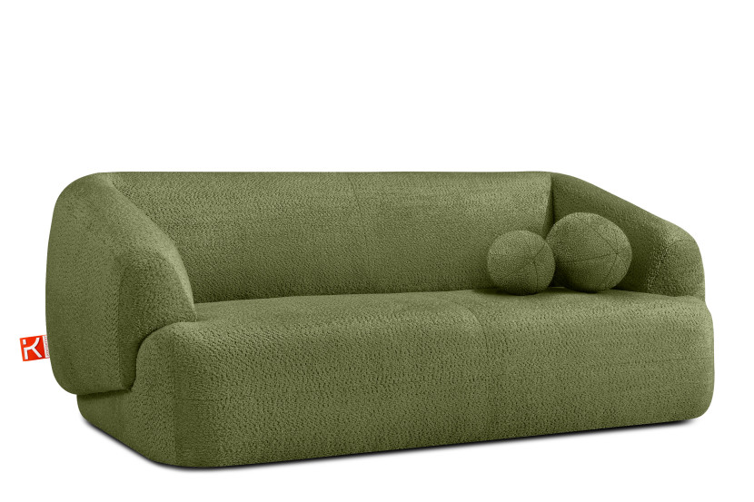KONSIMO VIRA Sofa 2,5 z podłokietnikami w stylu japandi z ozdobną poduszką 796542