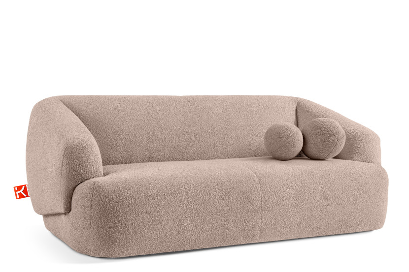 KONSIMO VIRA Sofa 2,5 z podłokietnikami w stylu japandi z ozdobną poduszką 796545