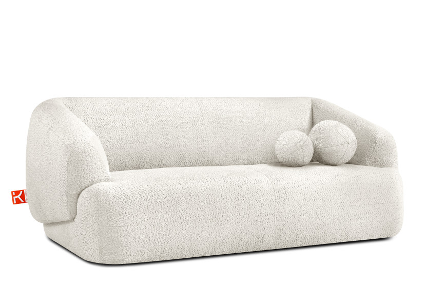 KONSIMO VIRA Sofa 2,5 z podłokietnikami w stylu japandi z ozdobną poduszką 796550