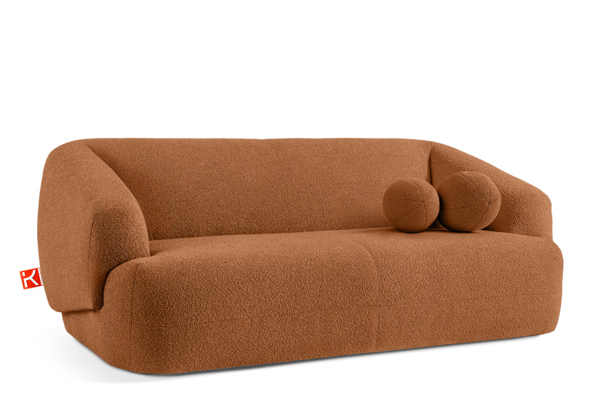 KONSIMO VIRA Sofa 2,5 z podłokietnikami w stylu japandi z ozdobną poduszką 796516