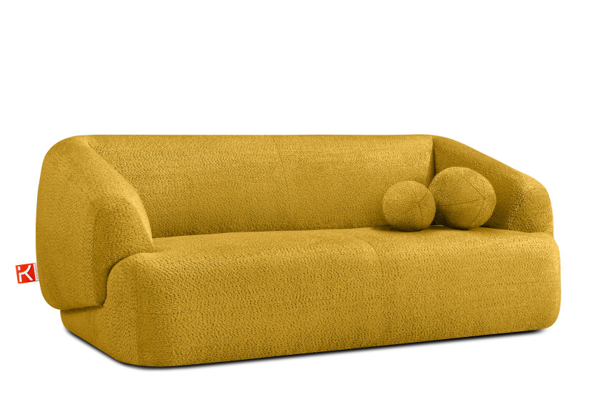 KONSIMO VIRA Sofa 2,5 z podłokietnikami w stylu japandi z ozdobną poduszką 796520