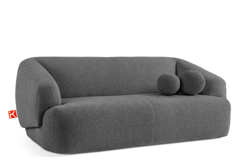 KONSIMO VIRA Sofa 2,5 z podłokietnikami w stylu japandi z ozdobną poduszką 796521
