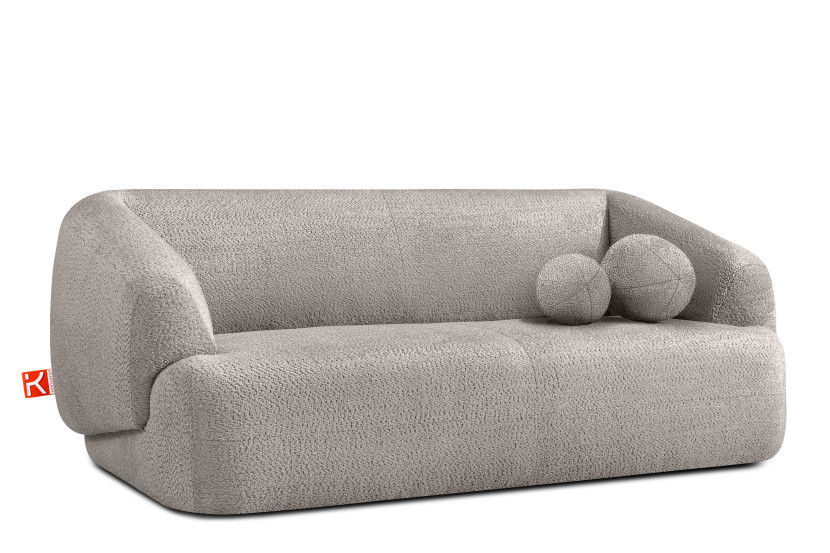 KONSIMO VIRA Sofa 2,5 z podłokietnikami w stylu japandi z ozdobną poduszką 796527