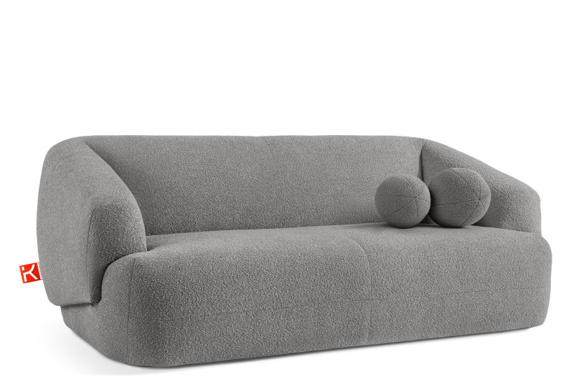 KONSIMO VIRA Sofa 2,5 z podłokietnikami w stylu japandi z ozdobną poduszką 796530