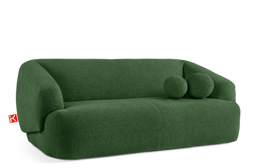 KONSIMO VIRA Sofa 2,5 z podłokietnikami w stylu japandi z ozdobną poduszką 796532
